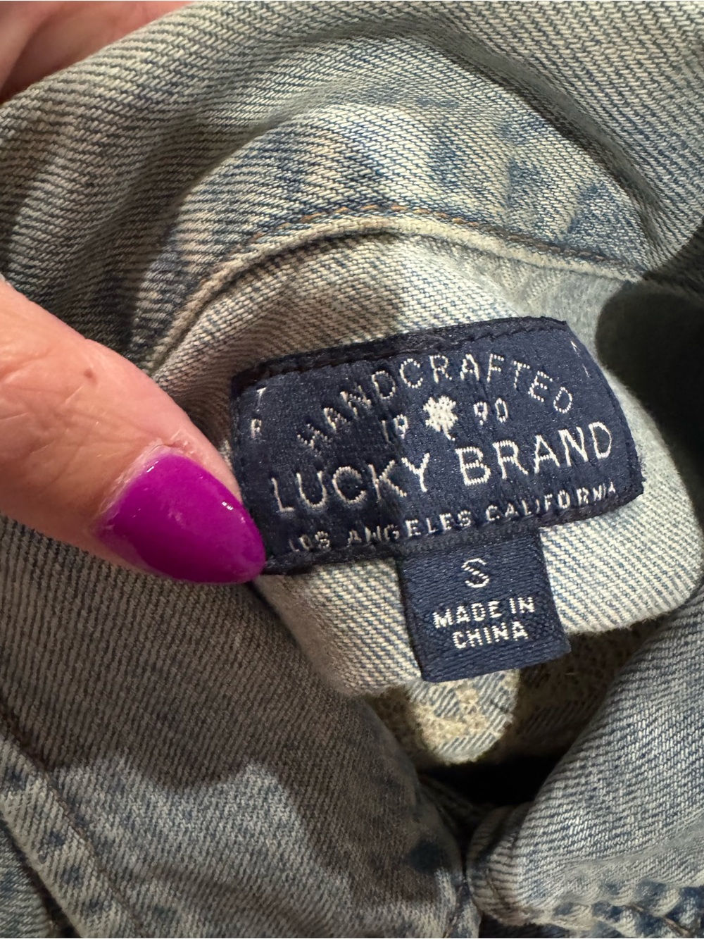 Lucky Brand Denim Trucker Jean Jacket Embroidered  Distressed Cotton S - Picture 4 of 8